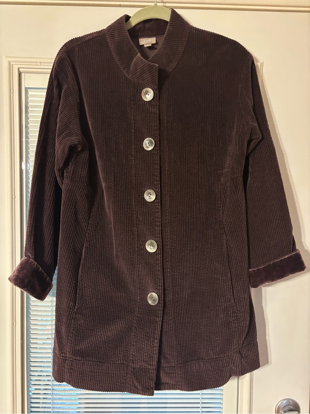 J. Jill Women's Corduroy Button-Front Coat in Plum purple